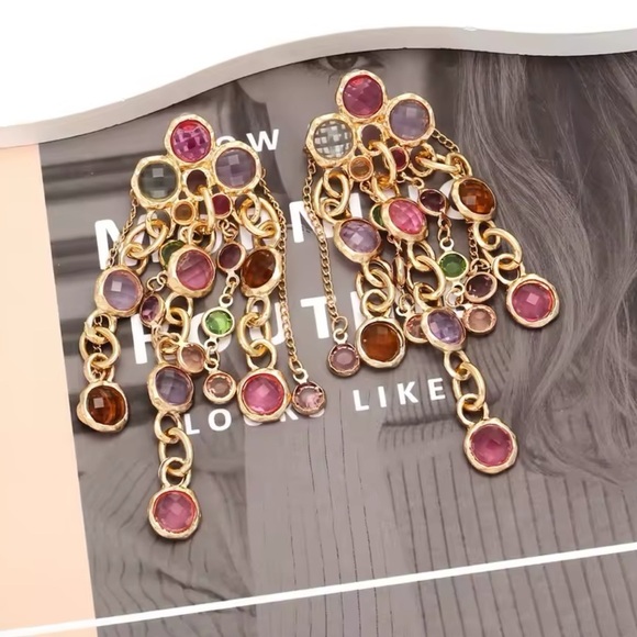 ZARA MULTI-COLOR WATERFALL EARRINGS - Picture 15 of 15